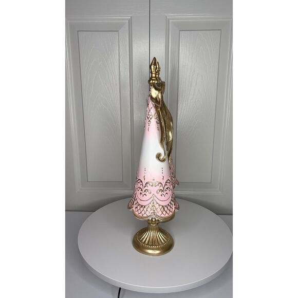 Pink & Gold Glam Christmas Tree Décor – Pearl Bow Finial – Baroque Lace Detail - Picture 6 of 12